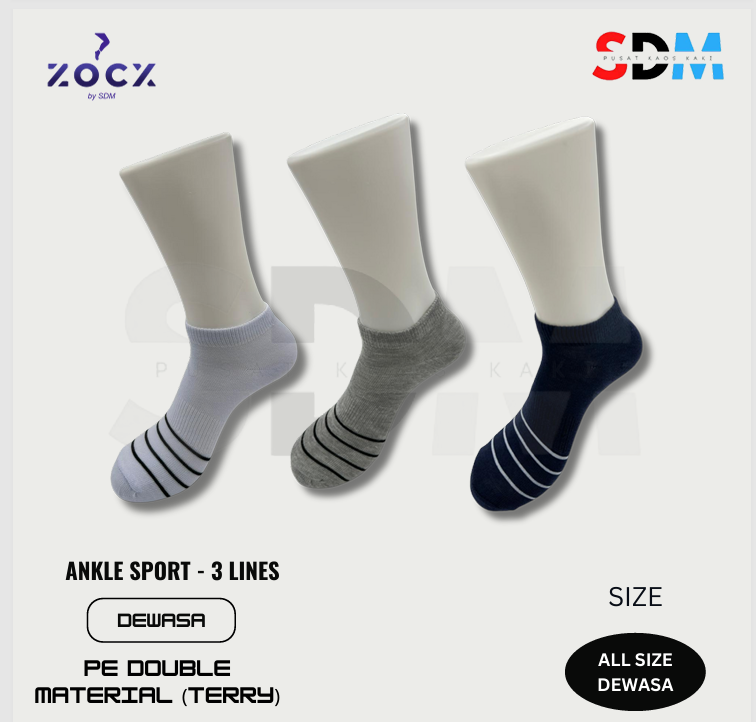 Kaos Kaki Ankle Sport Striped ( 3 Pasang)