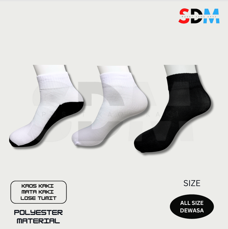 Kaos Kaki Kantor Lose Tumit (Mix 3 Pasang)